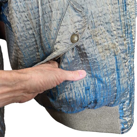 Bogner Women’s Faux Fur Reversible Iridescent Bomber Jacket Tagged 10 Fits XXL - Picture 11 of 16